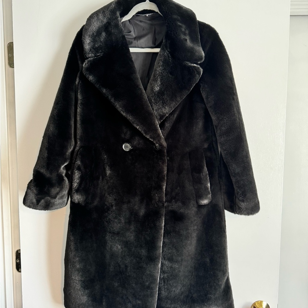 BCBGMaxAzria Plush Black Teddy Jacket